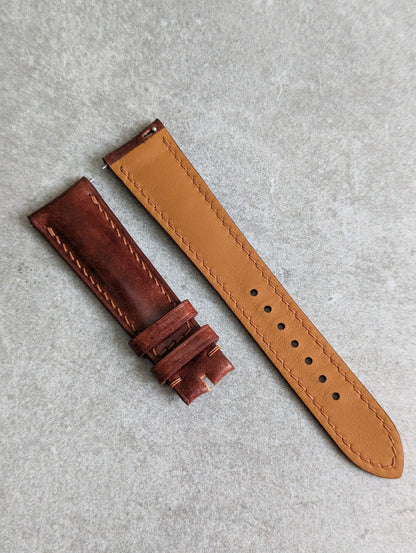 Shell Cordovan Watch Strap - Cognac Padded Marbled Museum