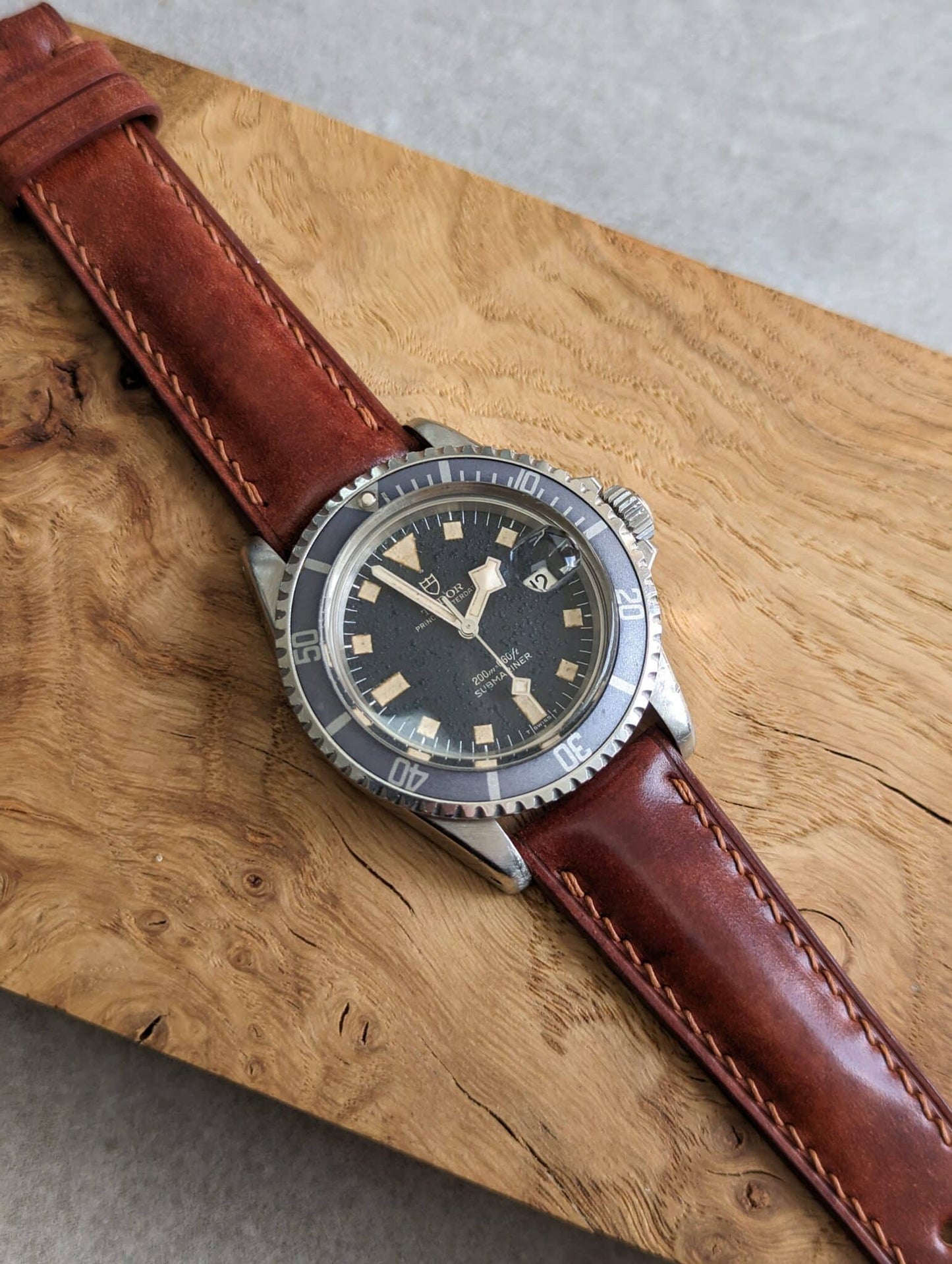 Shell Cordovan Watch Strap - Cognac Padded Marbled Museum