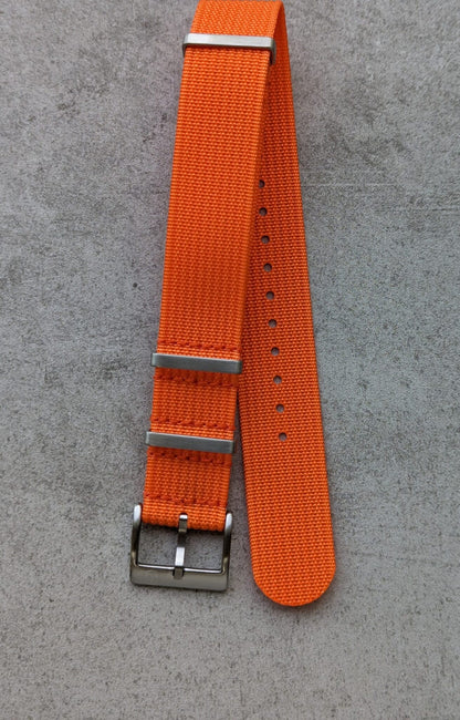 Premium Ribbed Fabric Watch Strap - Tangerine