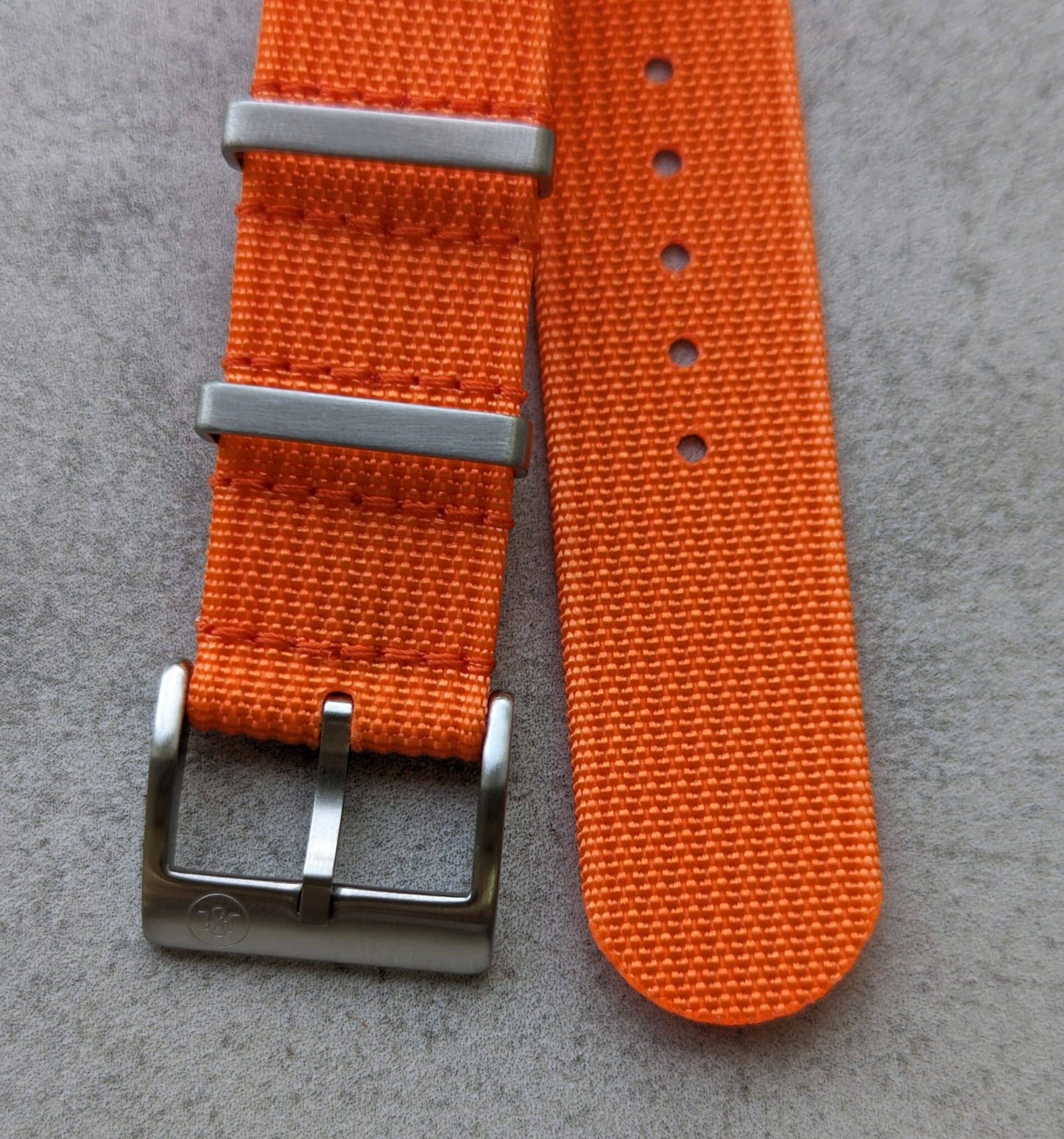 Premium Ribbed Fabric Watch Strap - Tangerine