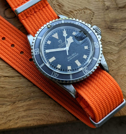 Premium Ribbed Fabric Watch Strap - Tangerine