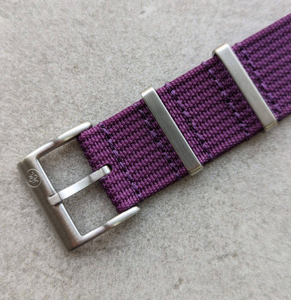 Premium Ribbed Fabric Watch Strap - Purple