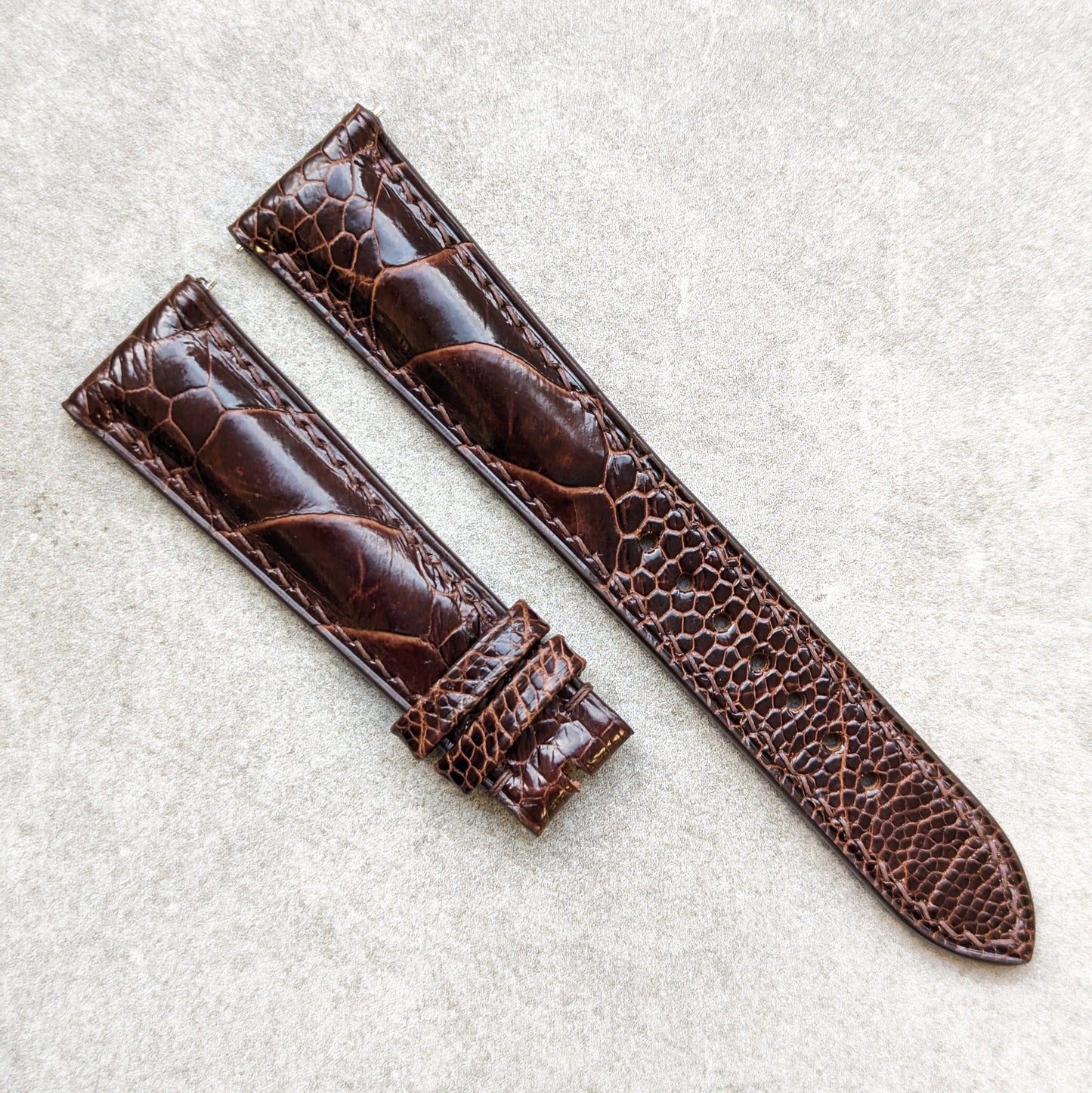 Ostrich Shin Watch Strap - Umber