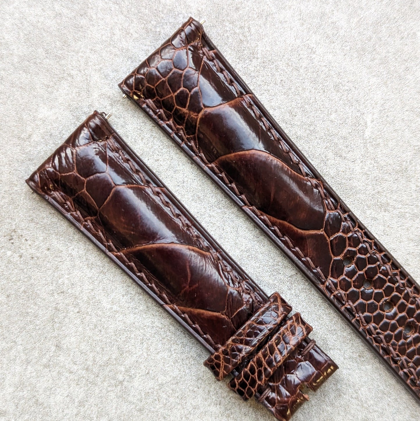 Ostrich Shin Watch Strap - Umber