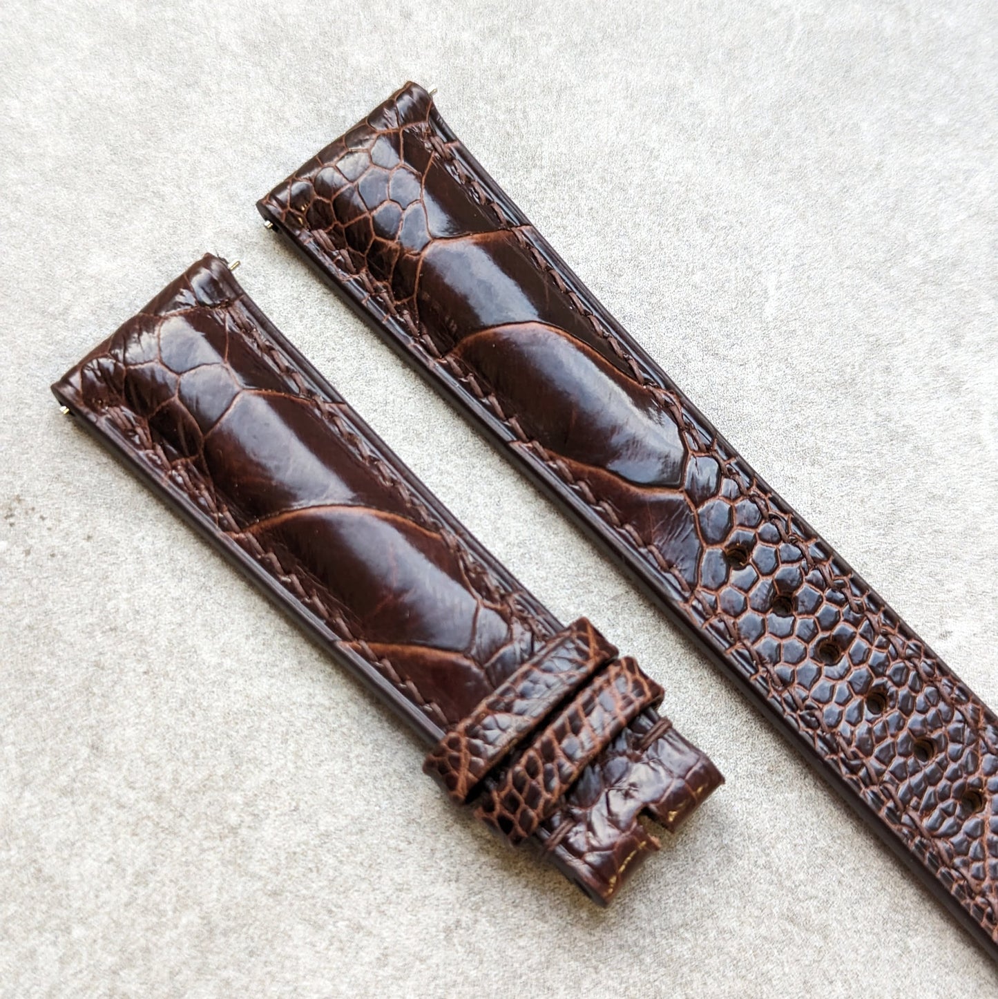 Ostrich Shin Watch Strap - Umber