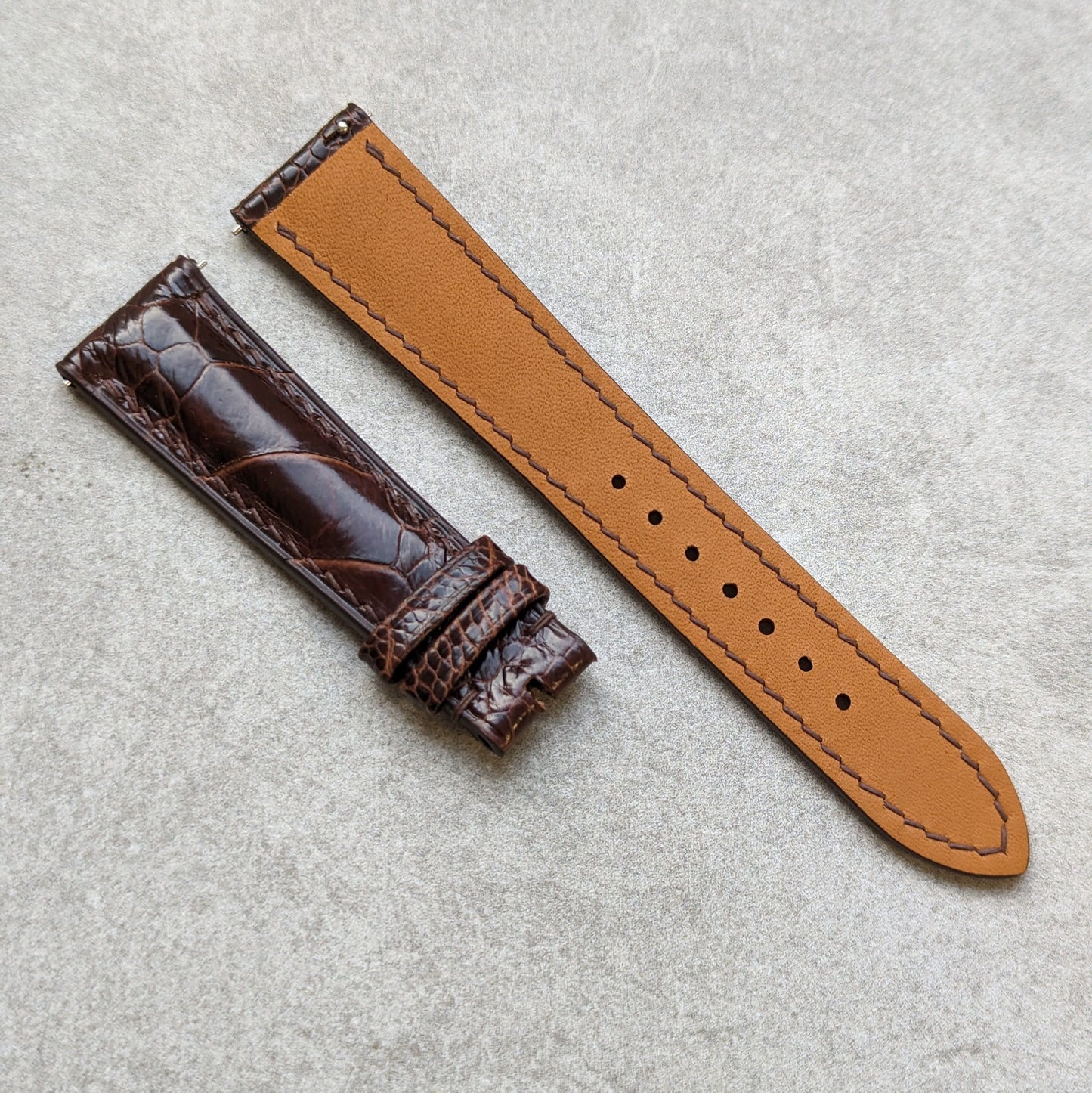 Ostrich Shin Watch Strap - Umber