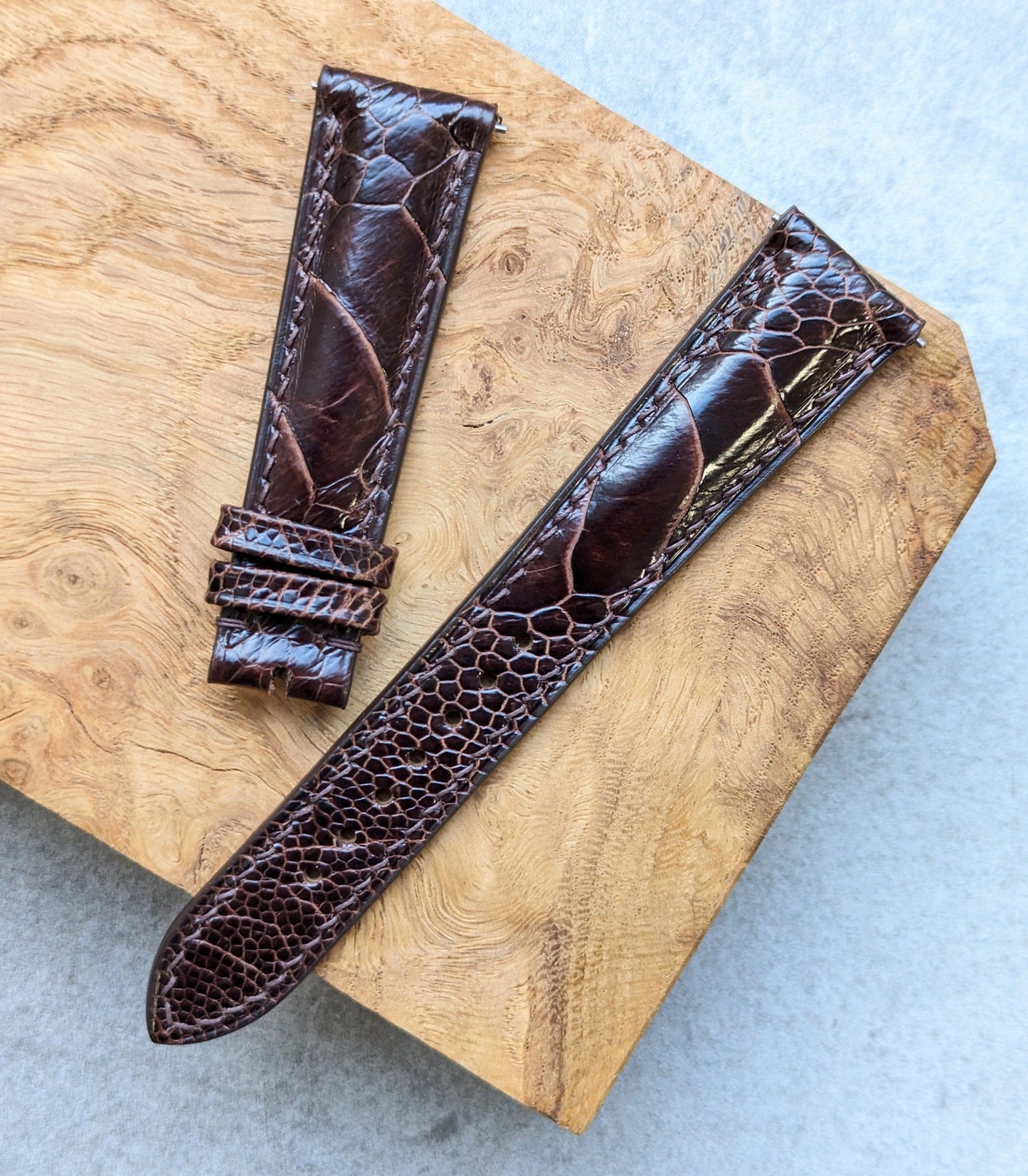 Ostrich Shin Watch Strap - Umber