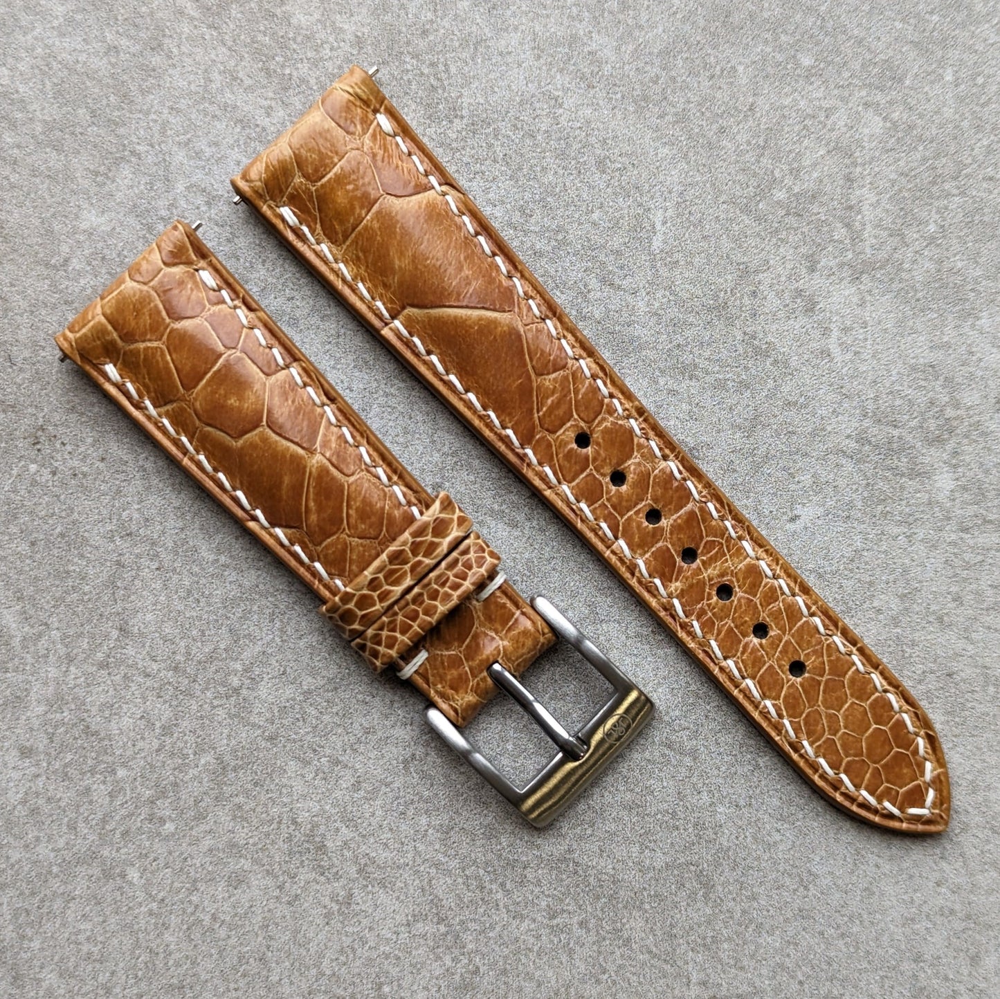 Ostrich Shin Watch Strap - Honey Brown - RTW