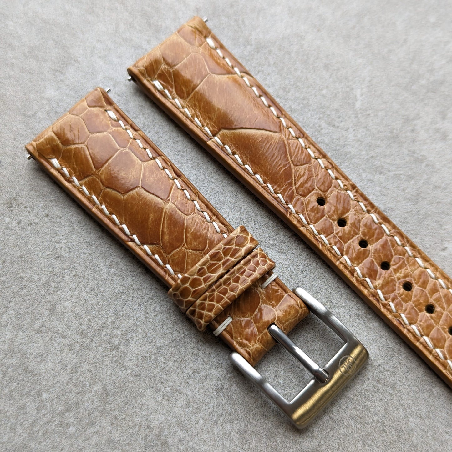 Ostrich Shin Watch Strap - Honey Brown - RTW