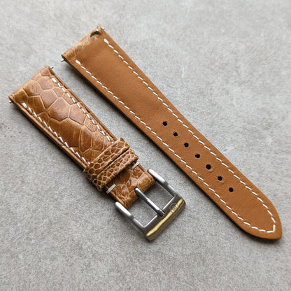 Ostrich Shin Watch Strap - Honey Brown - RTW