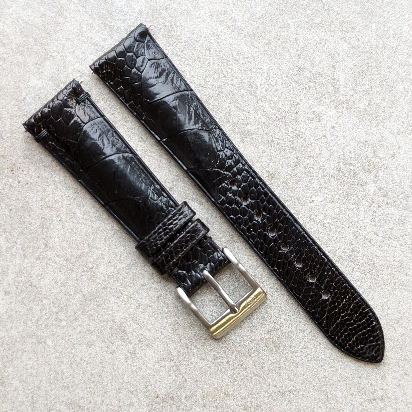 Ostrich Shin Watch Strap - Black - RTW