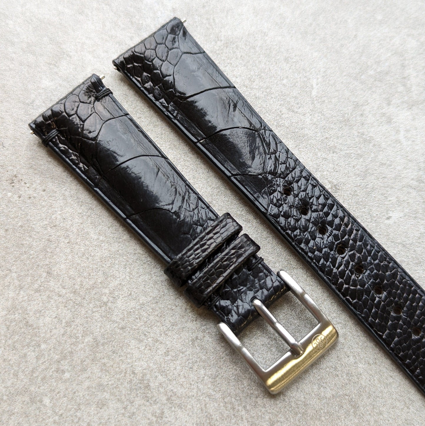 Ostrich Shin Watch Strap - Black - RTW