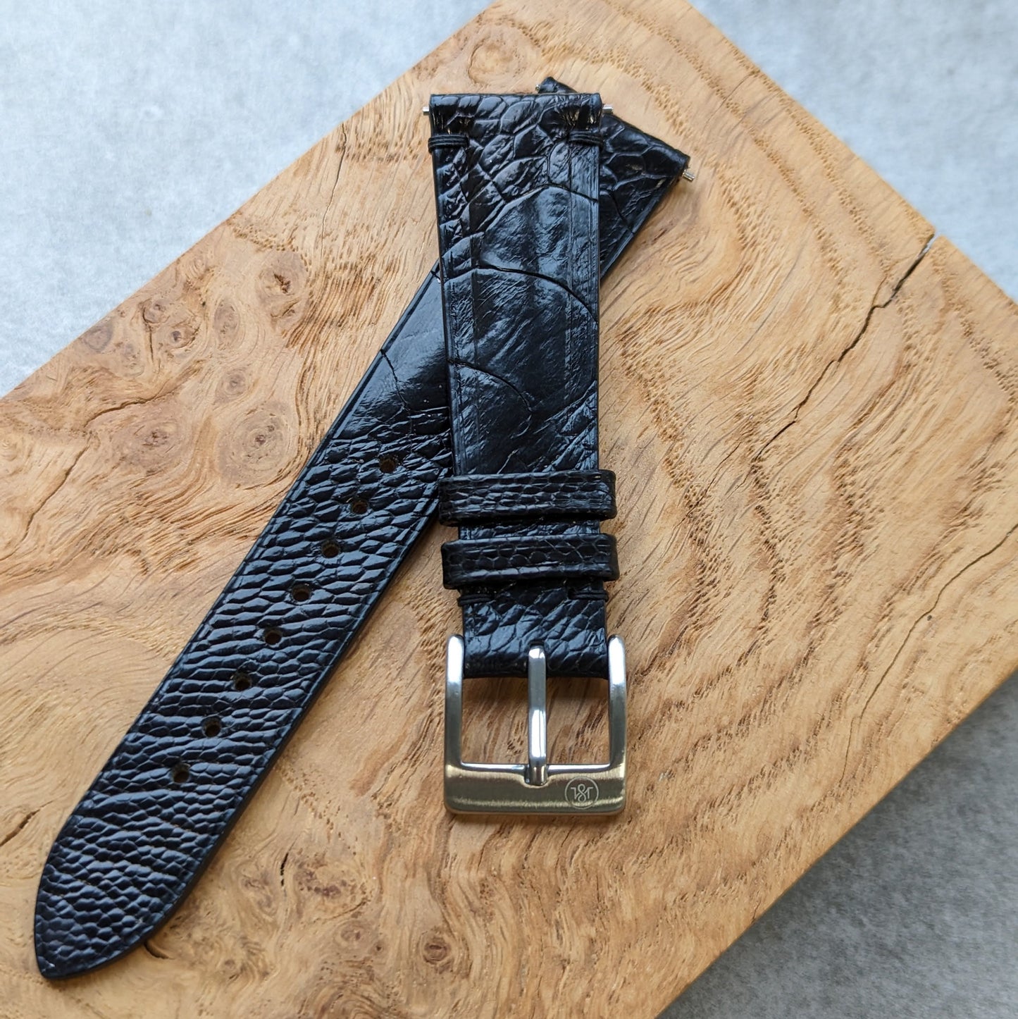 Ostrich Shin Watch Strap - Black - RTW