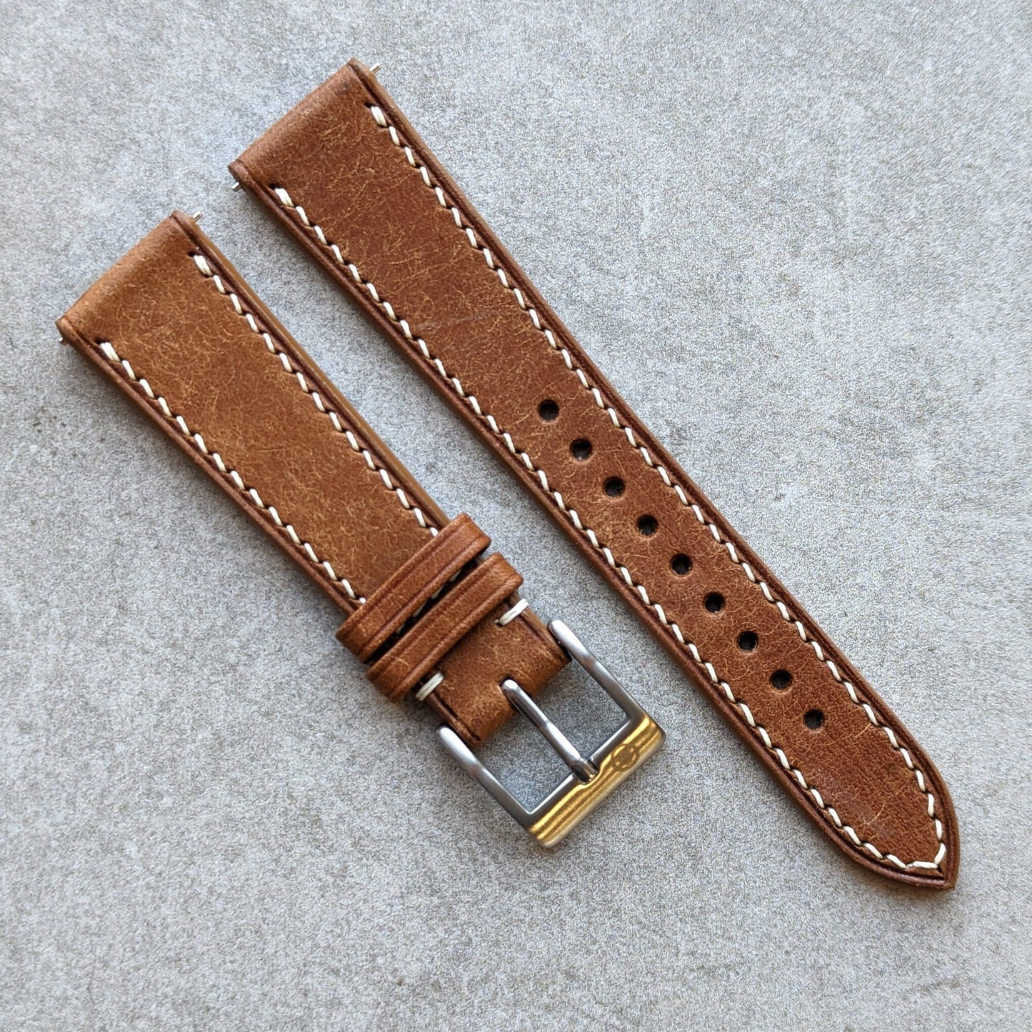 Pueblo Watch Strap W/Cream stitching - Cognac - RTW