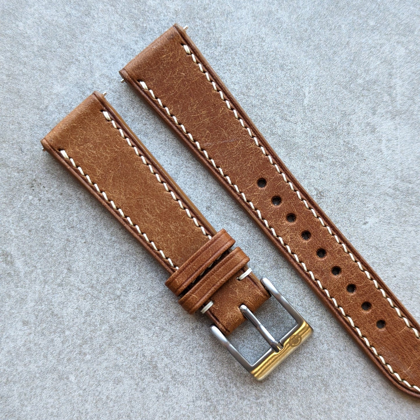 Pueblo Watch Strap W/Cream stitching - Cognac - RTW