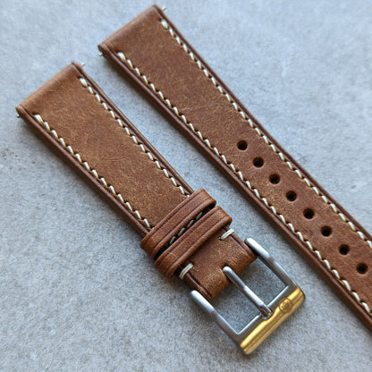 Pueblo Watch Strap W/Cream stitching - Cognac - RTW