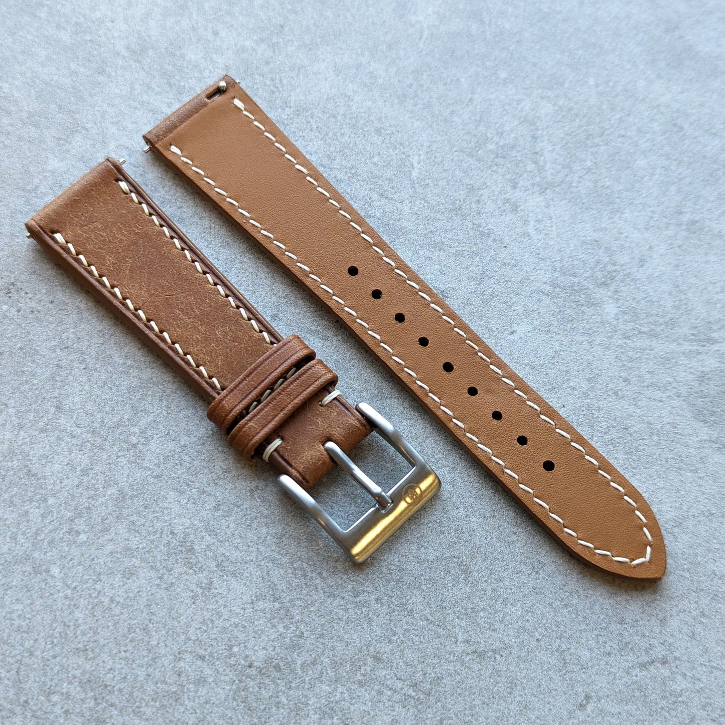 Pueblo Watch Strap W/Cream stitching - Cognac - RTW