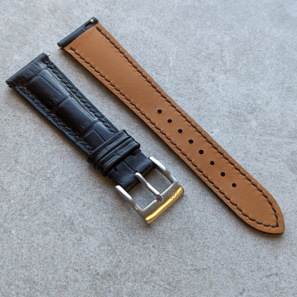 Embossed Crocodile Watch Strap - Black - RTW