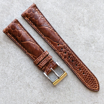 Ostrich Shin Watch Strap - Cognac - RTW