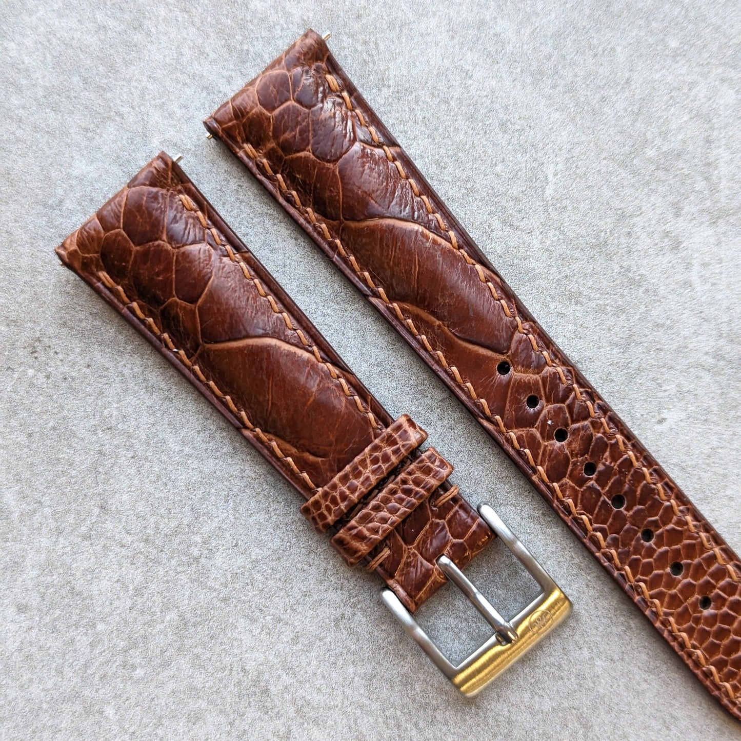 Ostrich Shin Watch Strap - Cognac - RTW