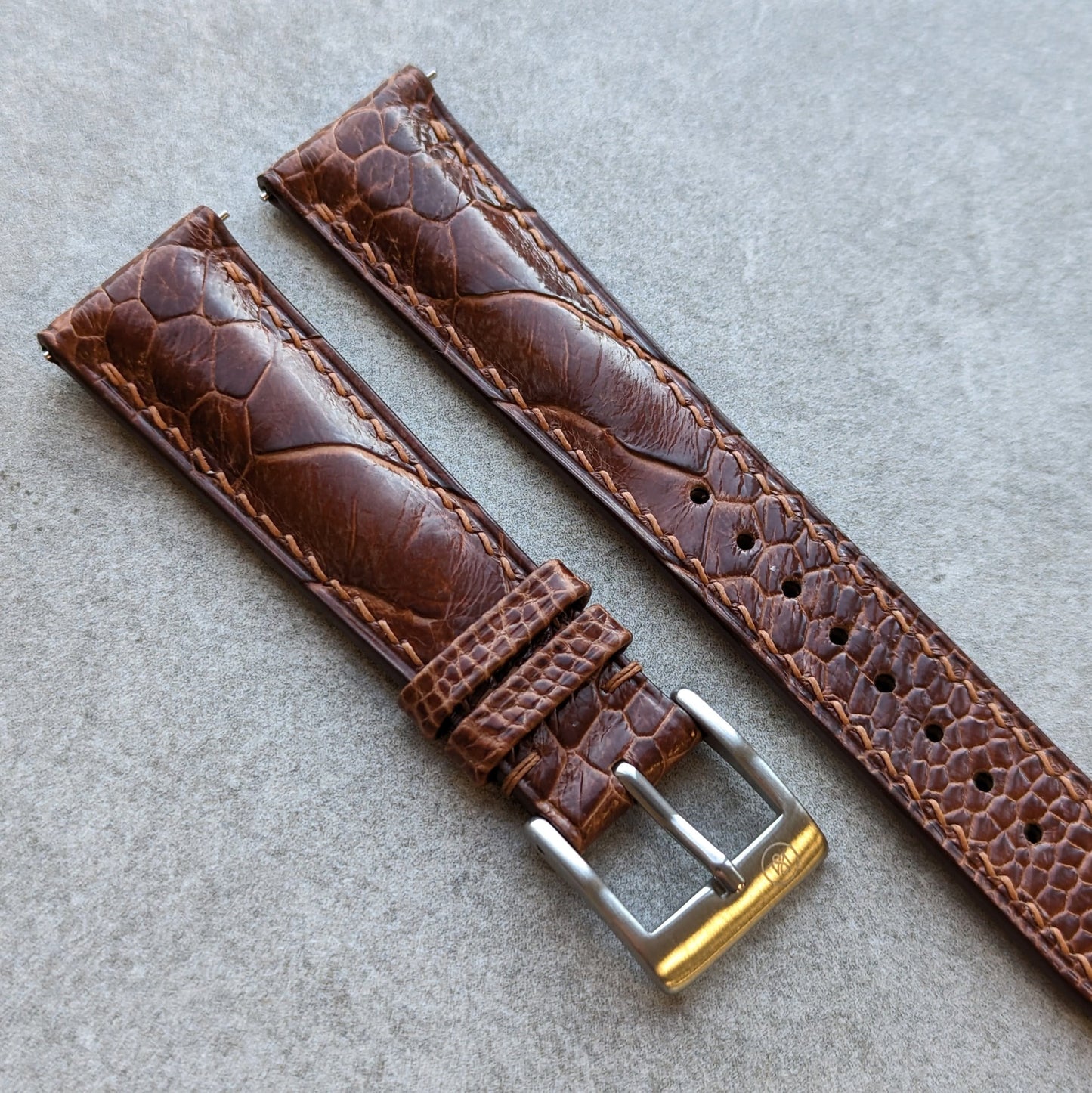 Ostrich Shin Watch Strap - Cognac - RTW