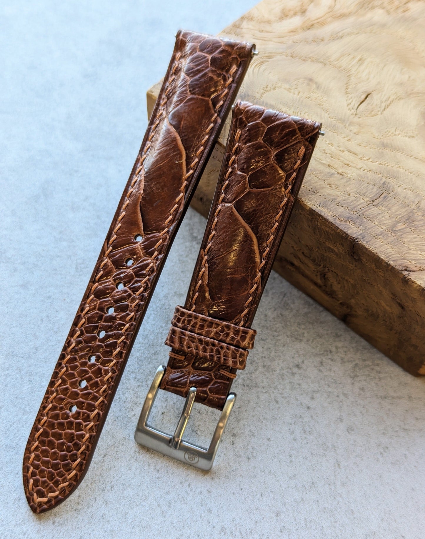 Ostrich Shin Watch Strap - Cognac - RTW