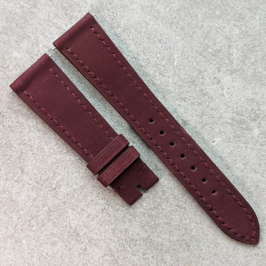 Nubuck Leather Watch Strap - Claret