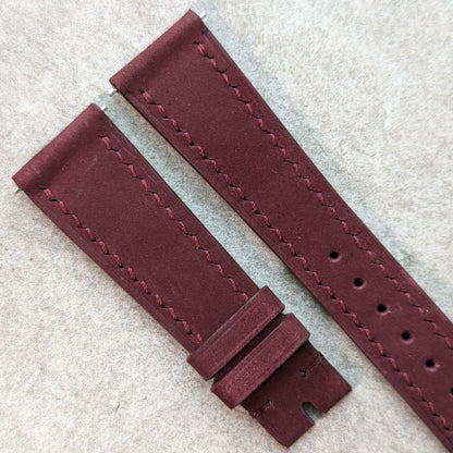 Nubuck Leather Watch Strap - Claret