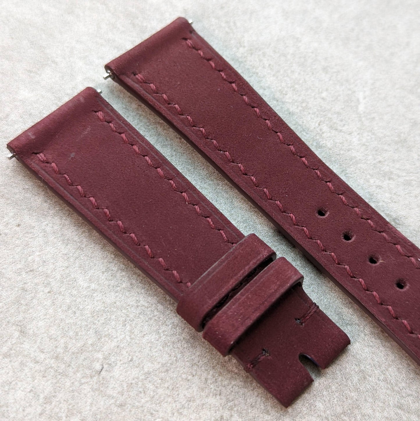 Nubuck Leather Watch Strap - Claret