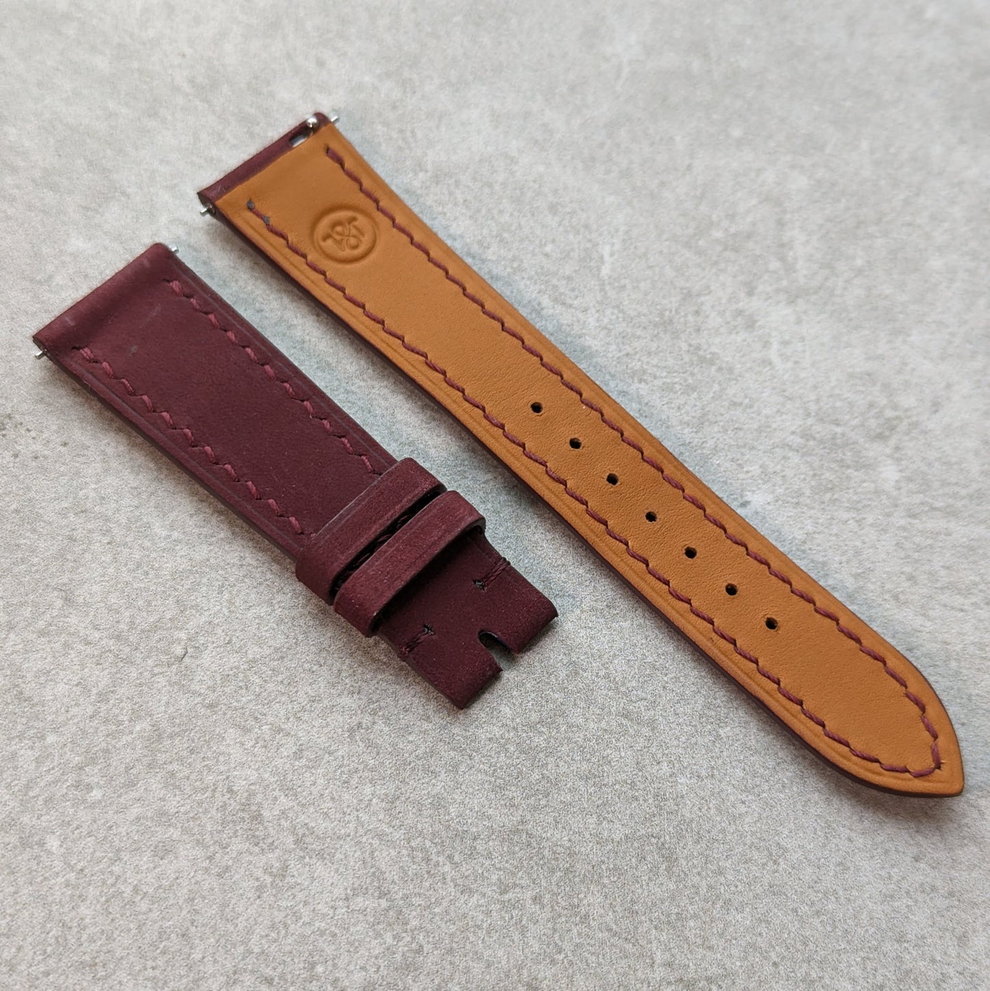 Nubuck Leather Watch Strap - Claret