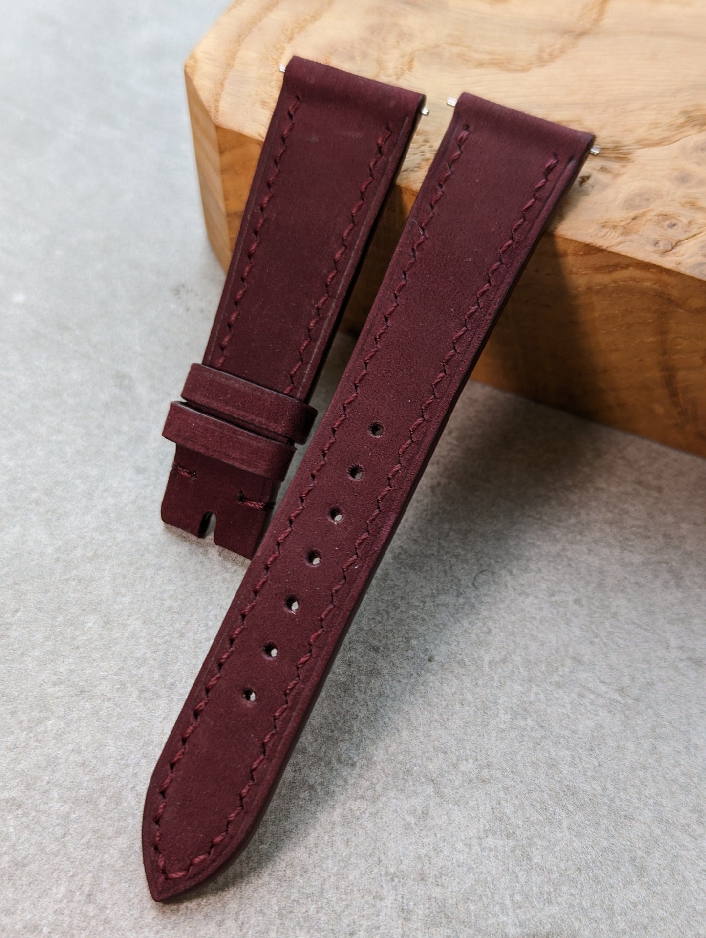 Nubuck Leather Watch Strap - Claret