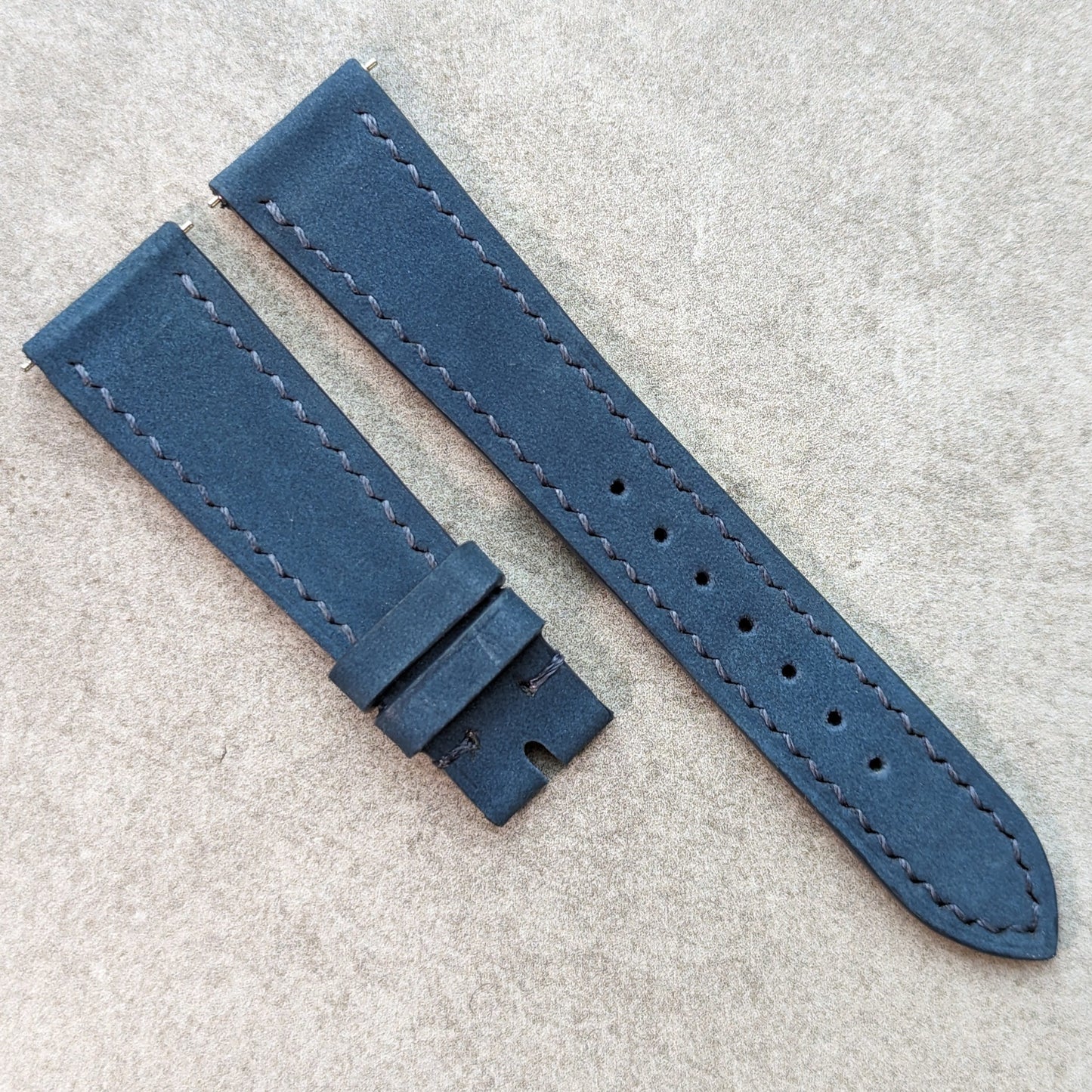 Nubuck Leather Watch Strap - Denim Blue