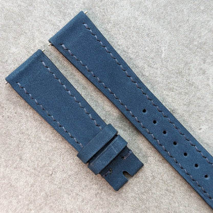 Nubuck Leather Watch Strap - Denim Blue