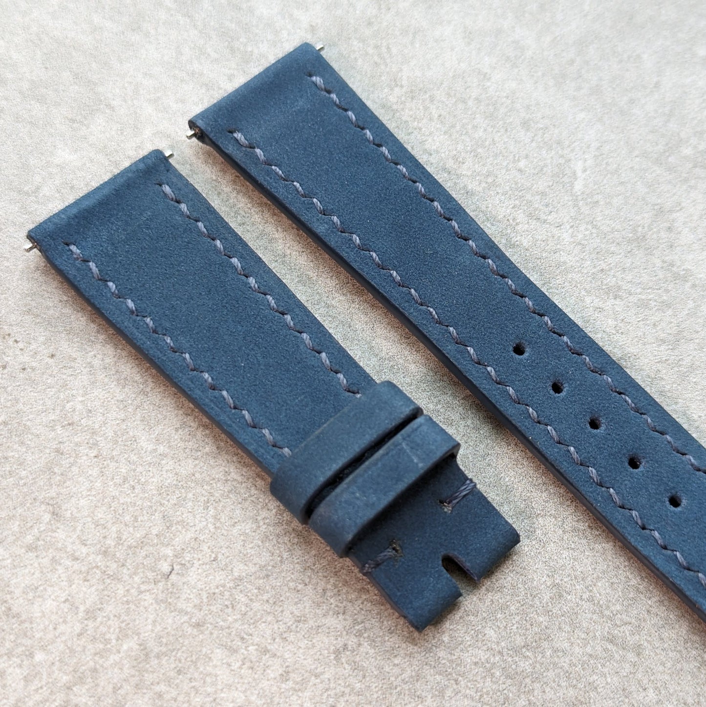 Nubuck Leather Watch Strap - Denim Blue