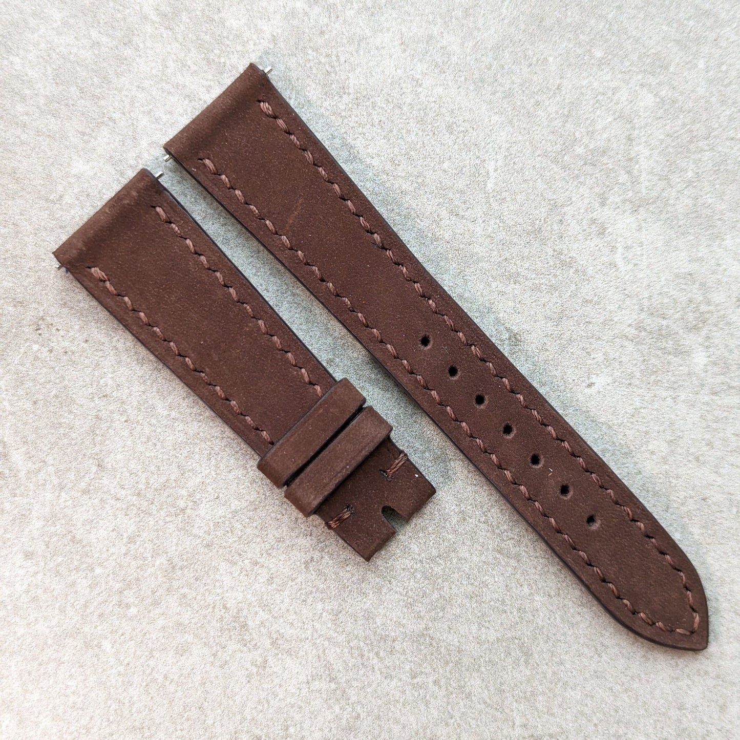 Nubuck Leather Watch Strap - Chocolate Brown