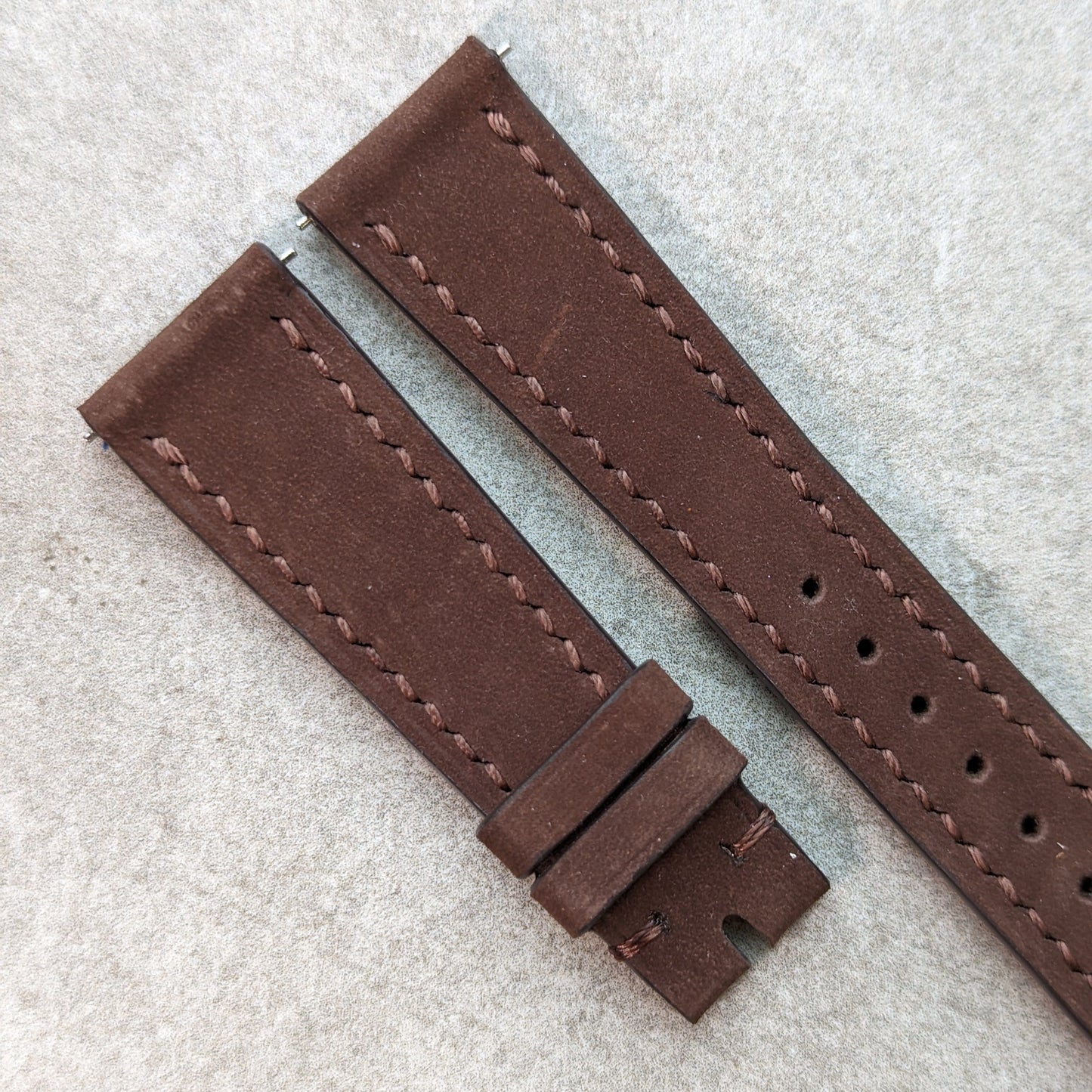 Nubuck Leather Watch Strap - Chocolate Brown