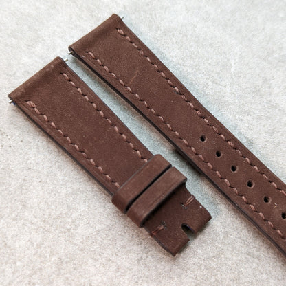 Nubuck Leather Watch Strap - Chocolate Brown