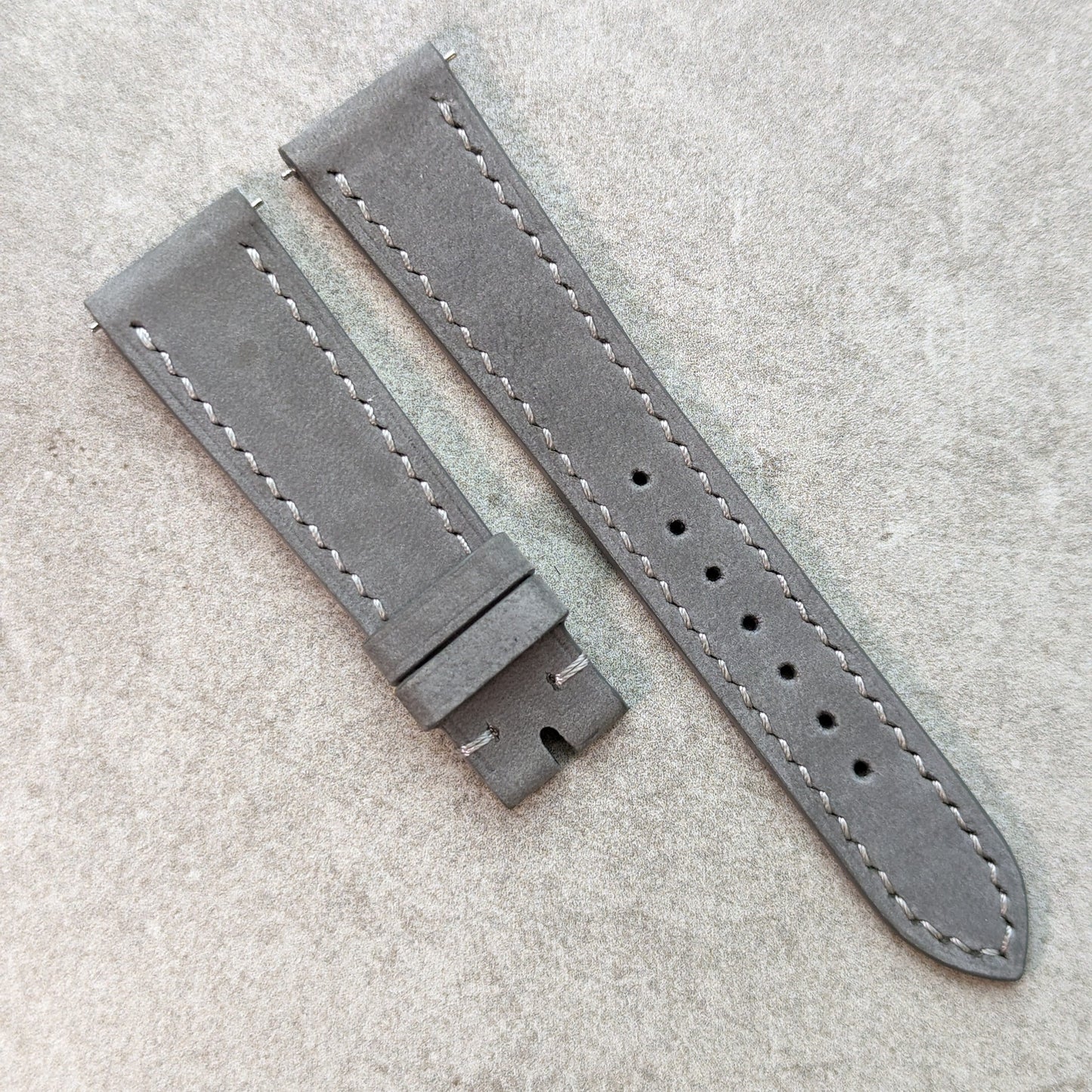 Nubuck Leather Watch Strap - Grey