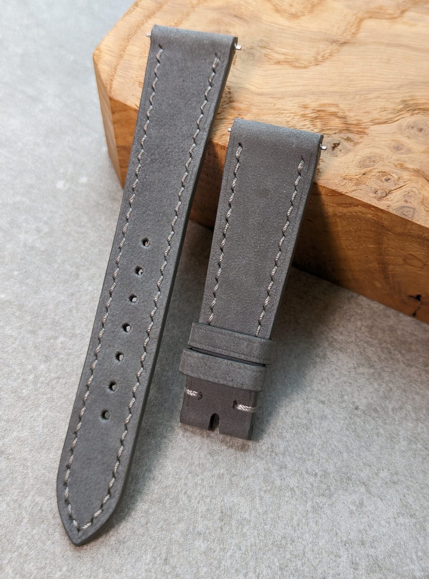 Nubuck Leather Watch Strap - Grey