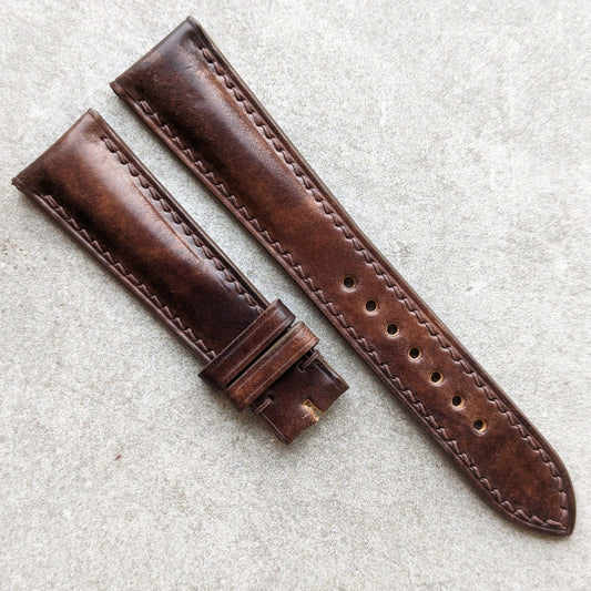 Shell Cordovan Watch Strap - Dark Brown Marbled Museum