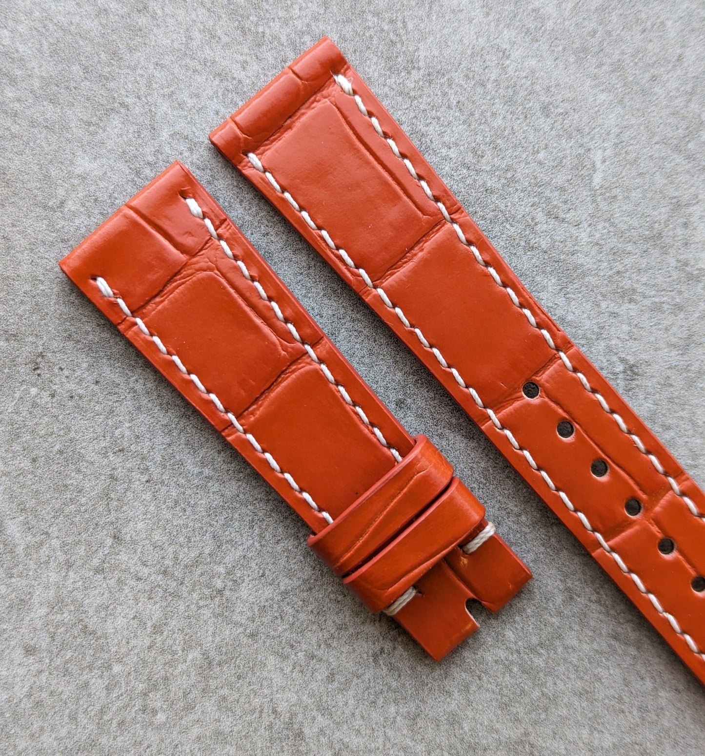 Embossed Crocodile Watch Strap - Orange