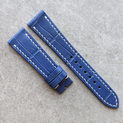 Embossed Crocodile Watch Strap - Sky Blue