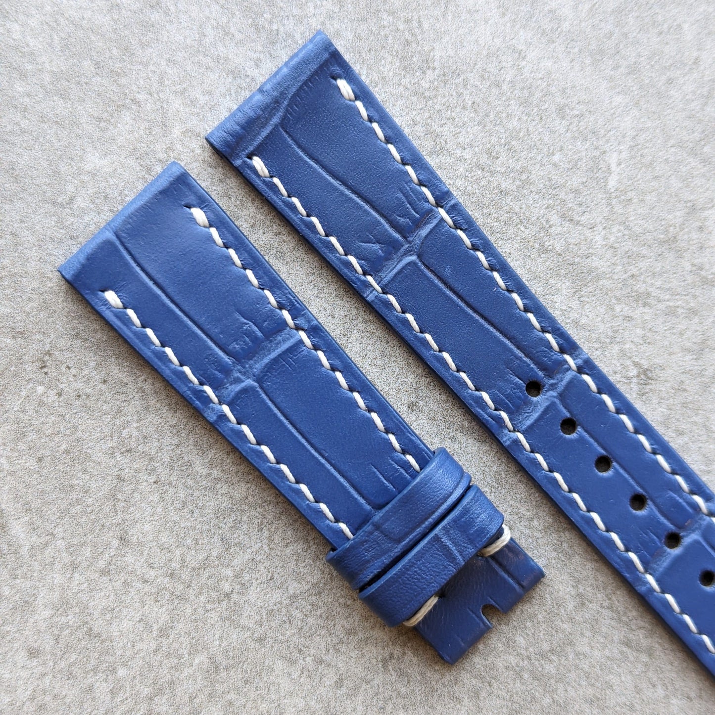 Embossed Crocodile Watch Strap - Sky Blue