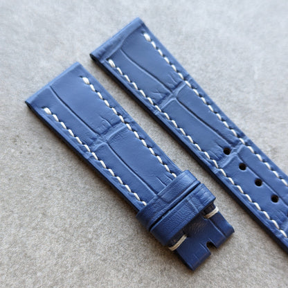 Embossed Crocodile Watch Strap - Sky Blue