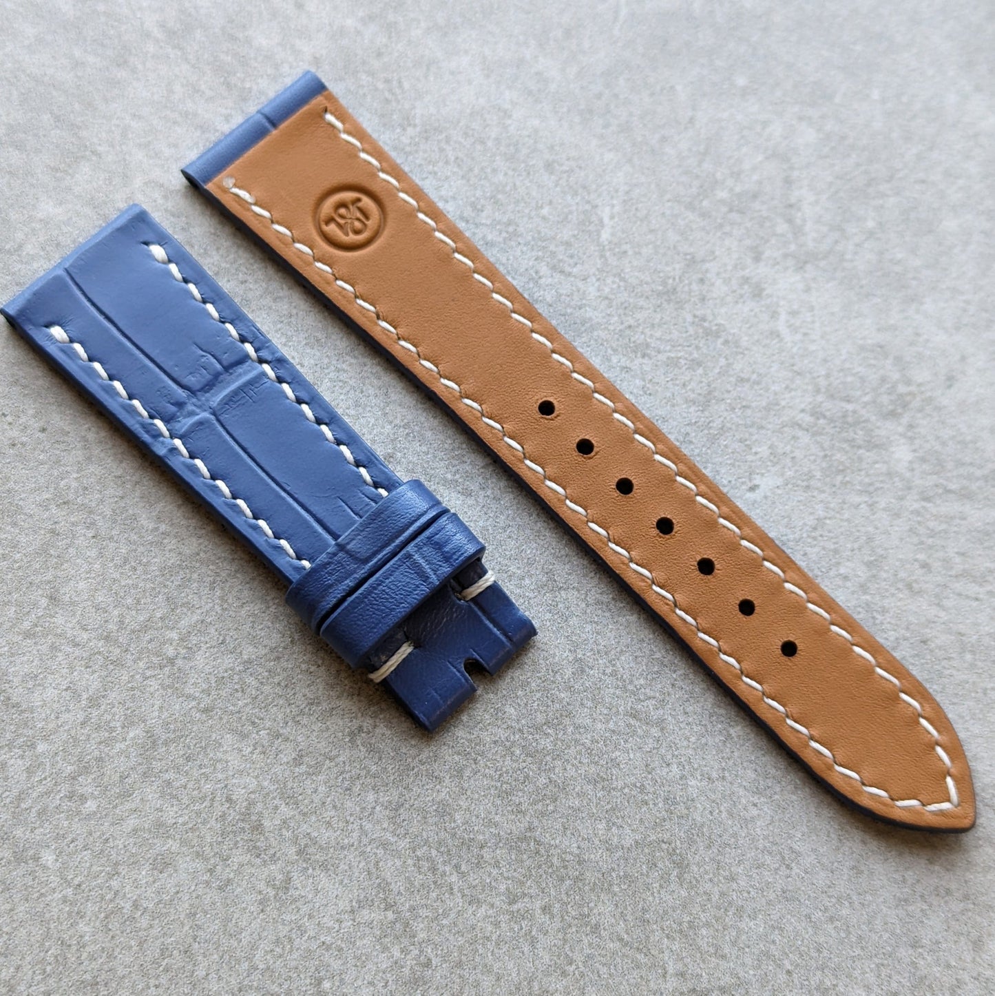 Embossed Crocodile Watch Strap - Sky Blue