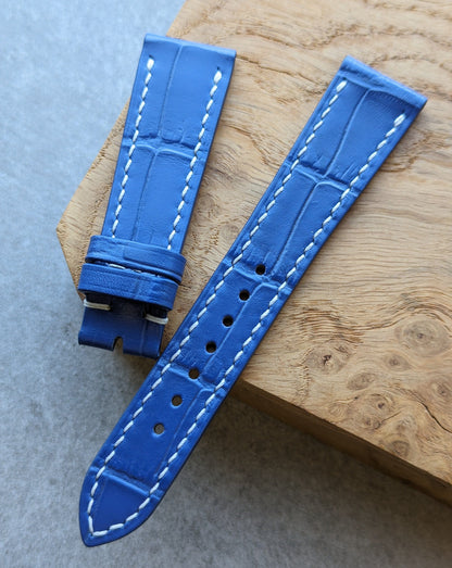 Embossed Crocodile Watch Strap - Sky Blue