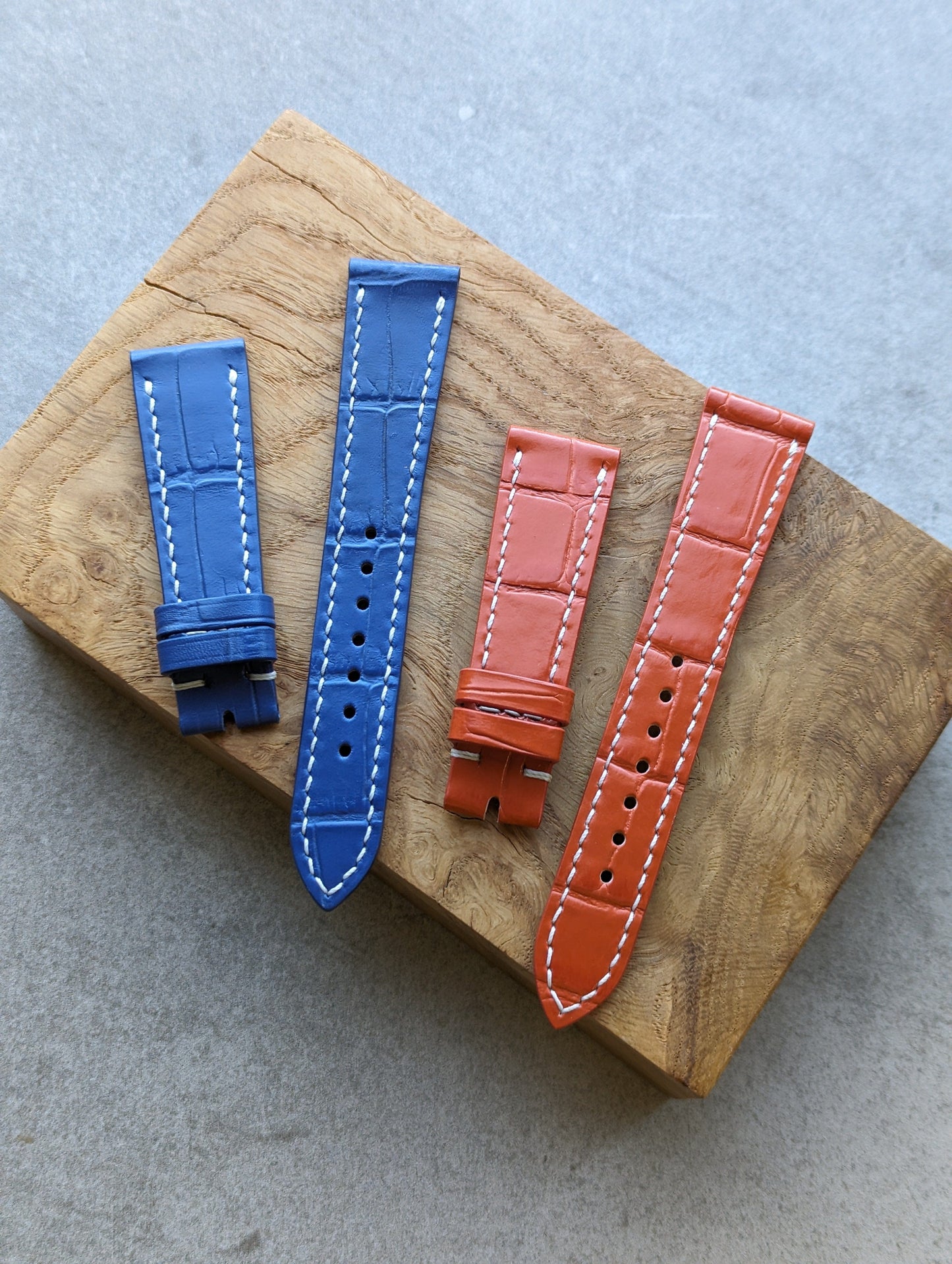 Embossed Crocodile Watch Strap - Orange