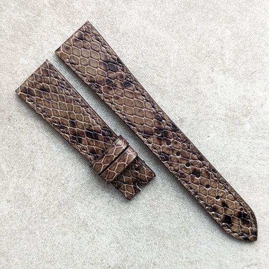 Embossed Python Watch Strap - Brown