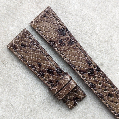 Embossed Python Watch Strap - Brown