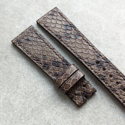 Embossed Python Watch Strap - Brown